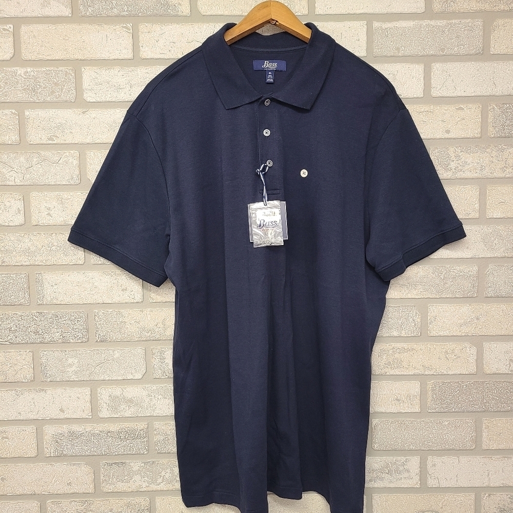 Bass Cotton Navy Blue Polo Shirt Size XL